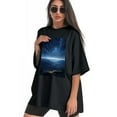 thumbnail image 3 of Plus Size Shirt for Women Black Tops for Women Short Sleeves Shirt for Women Night Sky 4 T Shirt Crewneck Shirt for Women 5XL, 3 of 5