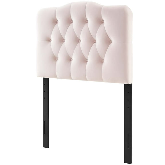 Contemporary Modern Urban Designer Bedroom Twin Size Tufted Headboard, Velvet Fabric, Pink