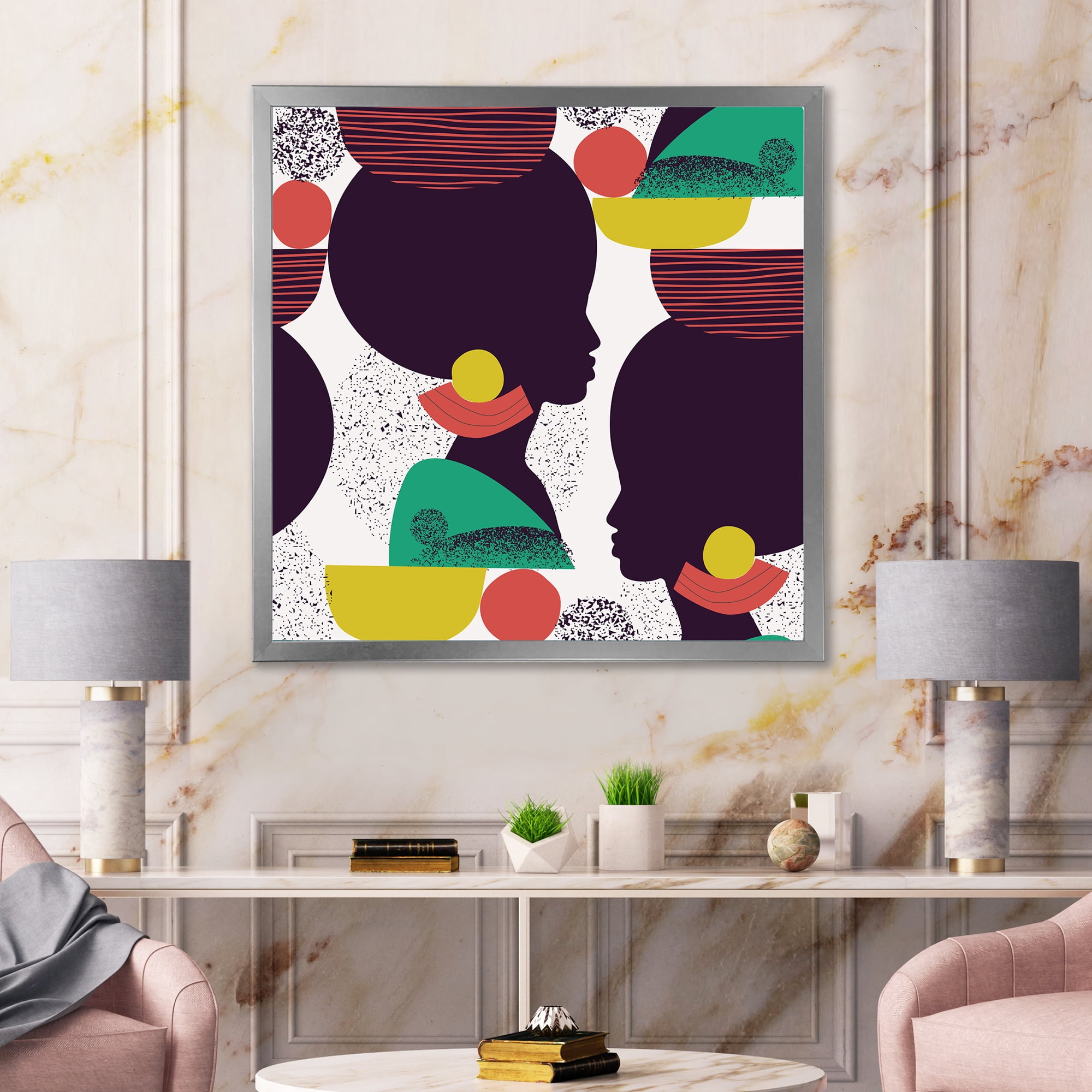 Designart 'Ethnic Geometric Silhouette of African American III' Modern Framed Art Print