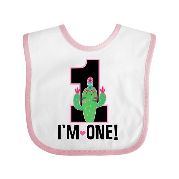 Inktastic 1st Birthday Cactus Cute Girls 1 Year Old Girls Baby Bib
