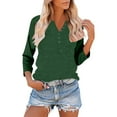 thumbnail image 5 of Kilaqueen Loose Fitness Shirts for Women Casual Henley V Neck 3/4 Sleeve Tunic Blouses Plus Size Pullover Tops Lightweight Solid Color Basic Shirt, 5 of 9