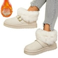 thumbnail image 2 of Gamivast Ankle Boots for Women Winter Slip-On Fuzzy Fleece Lined Warm Snow Booties Fashion Sherpa Collar Platformed Non-Slip Shoes Comfortable Chunky Flat Heel Round Toe for Outdoor Indoor, 2 of 6
