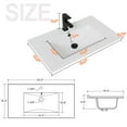 thumbnail image 6 of Eclife 30-inch Rectangular Integrated Bathroom Sink, Single Hole, With Overflow, White, 6 of 11