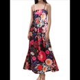 thumbnail image 3 of Vestido Maxi Floral para Mujer, Sin Mangas, Espalda Descubierta, Corte A, , Fluido, con Espalda Hueca y Tirantes Finos Rojo S, 3 of 8