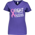 thumbnail image 3 of Inktastic Fight Breast Cancer Pink Ribbon Women's V-Neck T-Shirt, 3 of 5