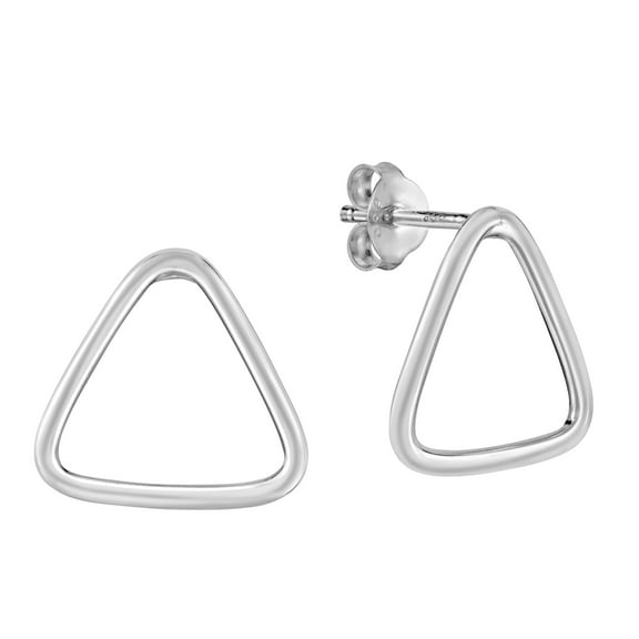 AeraVida Minimal Geometric Open Triangle Sterling Silver Post Earrings