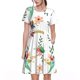 thumbnail image 1 of Balery Pretty Floral With Leaves Vestidos sueltos de manga corta para mujer, vestidos de verano 2025, vestidos casuales de corte A con vuelo., 1 of 6