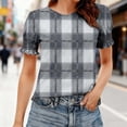 thumbnail image 2 of Dgankt Women's Clothing Women's Multi-Color Classic Plaid Scoop Neck Tops - Ruffled Puff Short Sleeve Loose Fit Casual Blouses for Daily Wear, Office Commutes, Fall Outdoor Walks S-2XL, 2 of 6