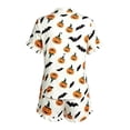 thumbnail image 5 of MEZZALL Women Halloween Pumpkin Print Pajama Lapel Collar Short Sleeve Tie Front Top And Shorts Sleepwear Soft Cozy Loungewear Two Piece Pajamas For Nighttime Relaxation Relaxed Fit Pjs, 5 of 5
