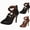 Brown, variant on Strappy Gladiator Sandals for Women Peep Toe Buckle Ankle Stilettos High Heel Party Dressy Heeled Sexy Pom Shoes Brown Size 9