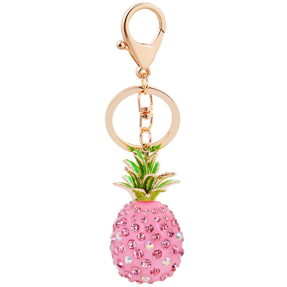 Pineapple Crystal Rhinestone Keyring Charm Pendant Bag Key Ring Chain Keychain..