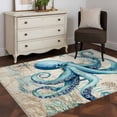 thumbnail image 3 of Area Rugs 2.7'x5', Teal Octopus Coastal Carpet for Living Room Bedroom Dining Room, Vintage Summer Beach Nautical Throw Kitchen Rugs Non Slip Washable Rectangle Indoor Outdoor Rugs, 3 of 8