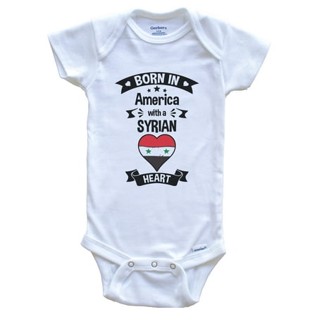 

Born In America With A Syrian Heart Baby Bodysuit