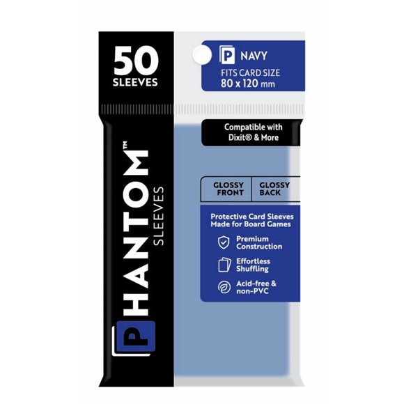 Phantom Sleeves: "Navy Size" (80mm x 120mm) - Gloss/Gloss (50) (Compatible with: Dixit® and More)