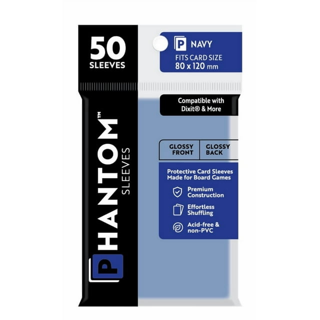 Phantom Sleeves: "Navy Size" (80mm x 120mm) - Gloss/Gloss (50) (Compatible with: Dixit® and More)