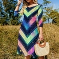 thumbnail image 4 of Colorful Chevron Pattern-2 Dress Summer Dresses Woman Street Style Big Size Casual Dress, 4 of 9