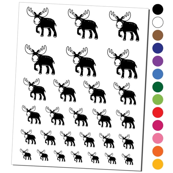 Cartoon Moose Water Resistant Temporary Tattoo Set Fake Body Art Collection - Light Pink