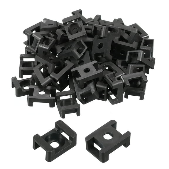 Uxcell 250pcs Cable Tie Base Saddle Type Mount Wire Holder, 0.88"x0.63"x0.35" Wire Clips Organizer Clamp Black 0.21"Dia