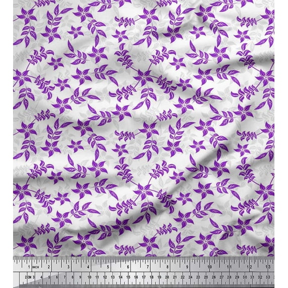 Soimoi Cotton Cambric Fabric Leaves & Floral Artistic Print Fabric by the Yard 56 Inch Wide