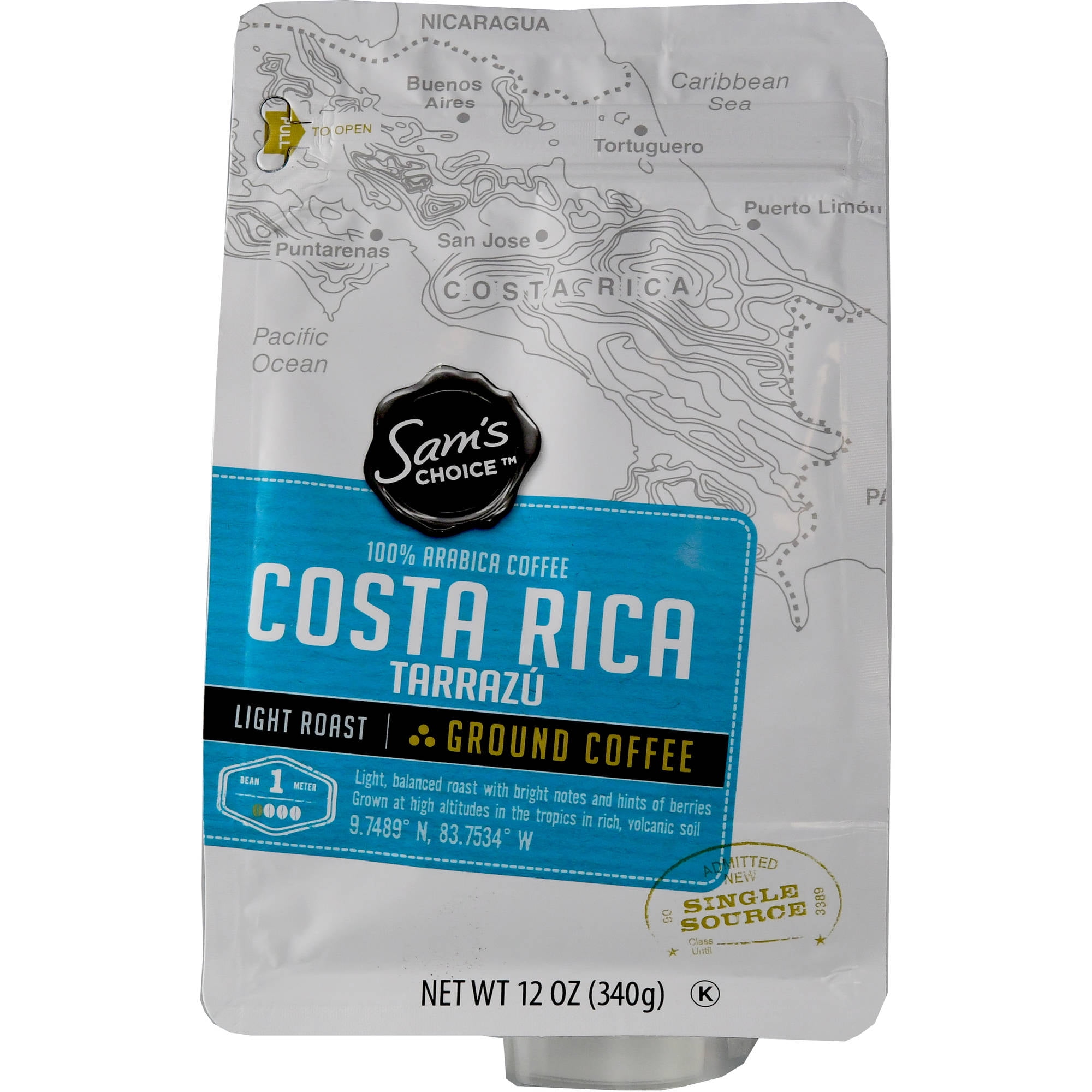 Sam 's Choice Costa Rica Tarrazu Ground Coffee, Light Roast, 12 oz