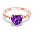 thumbnail image 2 of Gem Stone King 1.74 Ct Heart Shape Purple Amethyst 18K Rose Gold Plated Silver Ring, 2 of 5