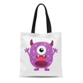 thumbnail image 1 of JSDART Sac Fourre-Tout en Toile, Monstre Mignon Violet, Sac d'Épicerie Réutilisable Durable pour Fête d'Halloween, 1 of 1