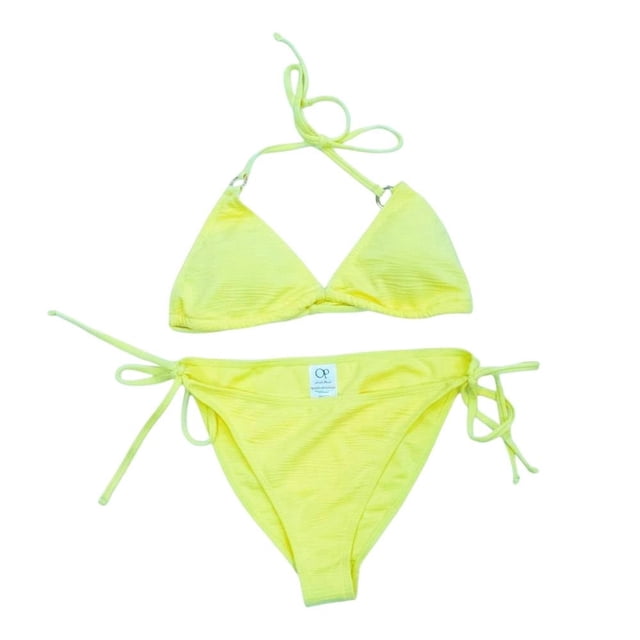 Traje de Baño Ocean Pacific para Dama con Textura Argolla en Hombros Amarillo Talla G 2 Piezas