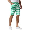 thumbnail image 4 of INSPIRE CHIC Argyle Pattern Shorts for Men's Regular Fit Flat Front Contrasting Colors Shorts 30 Green, 4 of 5