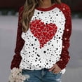 thumbnail image 2 of Penkiiy Ladies Round Neck 2025 Shirt Loose Long Sleeve Comfy Tshirt Valentine's Day Slim Plus Size Love Heart Printed Tops S Red, 2 of 5