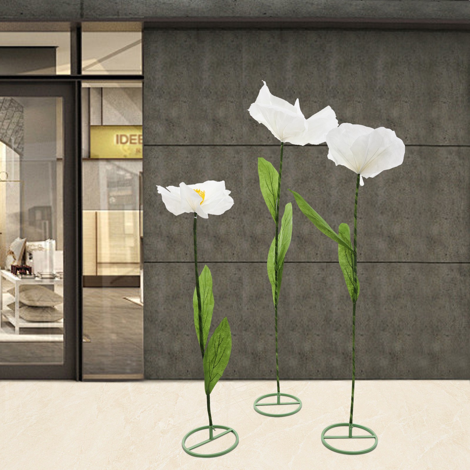 Giant Flowers for Decoration, 5.9 Ft Huge Artificial Silk Flower Decoration, Three-Headed Big Organza Flowers for Wedding Party Home Decor, Photography Props, Shop Window Display