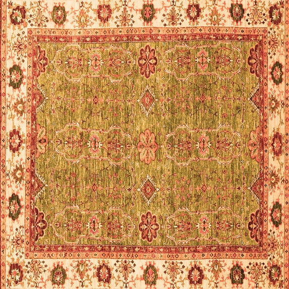 Ahgly Company Indoor Square Oriental Orange Traditional Area Rugs, 7' Square
