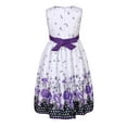 thumbnail image 2 of Little Girls Purple White Floral Print Party Dress 4, 2 of 7