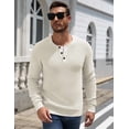thumbnail image 3 of COOFANDY Mens Henley Waffle Pullover Sweater, Button Crewneck Casual Textured Sweaters, 3 of 8