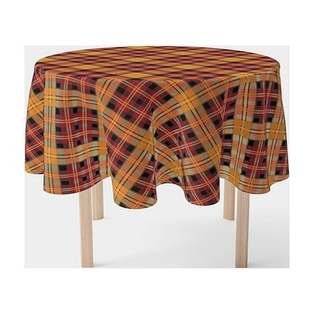 

Fall Harvest Tablecloth Plaid Round Tablecloth 90 Round Machine Washable and Stain-Resistant for Easy Care Made in The