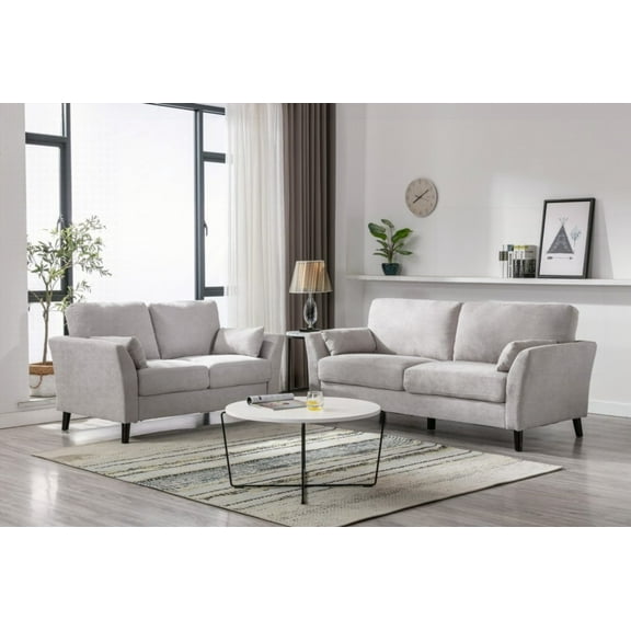 The Damian Light Gray Woven Fabric Loveseat for Living Room - 77"x34"x35"H, Sturdy & Comfortable