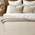 thumbnail image 5 of EVERGRACE Channel Stitch 100% Cotton Quilt Set Queen Size, Pre-Washed Cotton Sateen Coverlet Bedspread, 3-Piece Soft & Breathable Bedding Set with 2 Shams for All Seasons, Parchment, 5 of 8