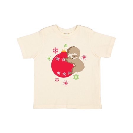 

Inktastic Cute Christmas Baby Sloth on Red Ornament with Snowflakes Gift Toddler Boy or Toddler Girl T-Shirt