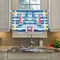 thumbnail image 2 of Yayeee Kitchen Curtains Tier Pair Light Filtering 27"x36" Rod Pocket Short Cafe Window Panel, Green Sailboats, 2 of 7