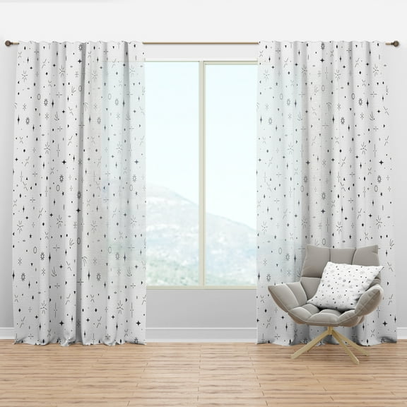 Designart 'Golden Diamond Geometrical Pattern III' Mid-Century Modern Curtain Panel