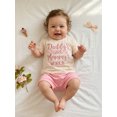 thumbnail image 6 of BemeyourBBs Toddler Baby Girl Summer Outfit Baby Girl Daddy's Girl Mommy's World Clothes 3 6 12 18 24 Months 2 3Years Letter Short Sleeve T Shirt Tops and Pockets Shorts 2 Pcs Set, 6 of 9
