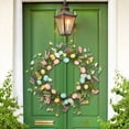 thumbnail image 7 of 20 Inch Artificial Easter Wreath for Front Door Spring Easter Garland Wreath with Colorful Pastel Eggs, Mixed Flowers and Green Leaves Artificial Flower Garland for Wall Home Party Wedding Decor, 7 of 7