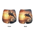 thumbnail image 3 of Balery Sunset Dancing Dolphin A Pantalones cortos deportivos para mujer con forro y dos bolsillos, elásticos, para entrenamiento, gimnasio, yoga-Medium, 3 of 7