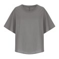 thumbnail image 4 of Mittory Womens Oversized T Shirts Ribbed Trim V Neck Short Sleeve Tops Summer Cotton Tees Loose Fit, 4 of 7