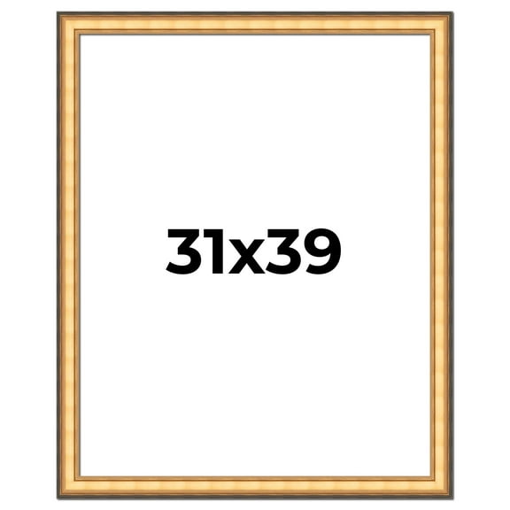 31x39 Frame Gold Plein Aire Solid Wood Picture Frame Width 2 Inches | Interior Frame Depth 0.5