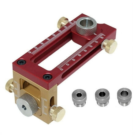 2 in 1 Drill Guide Doweling Jig Bed Cabinet Screw Punch Locator Woodworking Hole Drill Bit Set 5-Hole 6/8/10/12/15mm1 x 2 In 1 Drill Guide Doweling Jig set