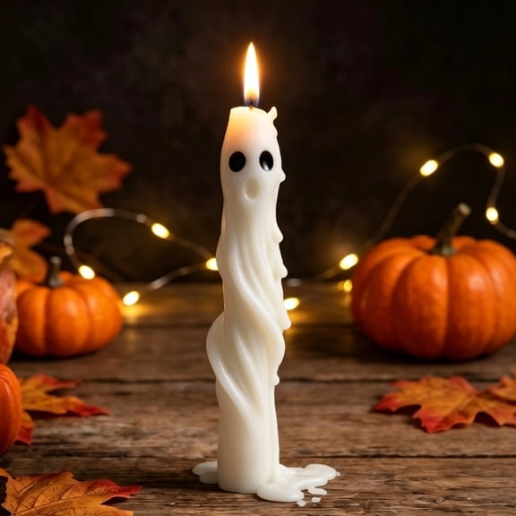 Ktlvex Halloween Spiral Ghost Taper Candles Spooky Twisted Ghost Face Pillar Candle Creative Halloween Atmosphere Decorative Scented Candle for Dinner Table Mantel Party