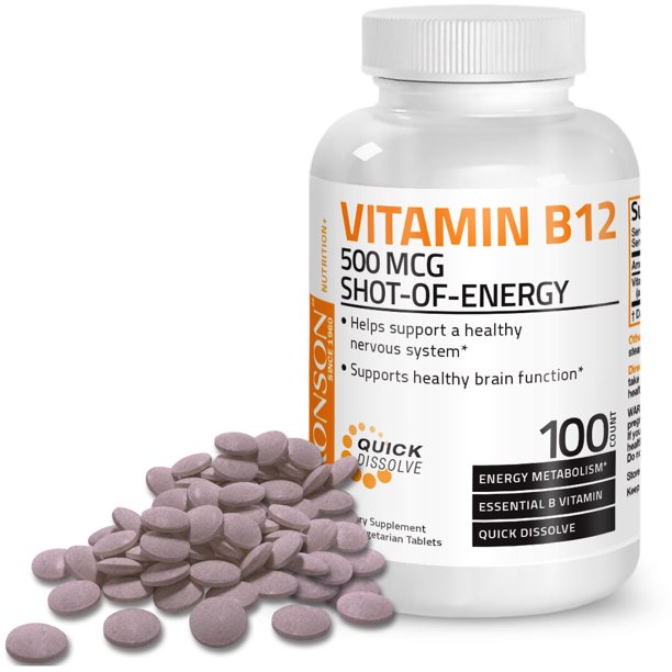 Bronson Quick Release Vitamin B-12 500 mcg, 100 Tablets Walmart.com