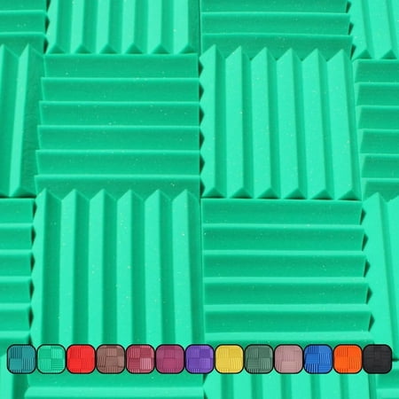 Soundproofing Acoustic Studio Foam - Kelly Green Color - Wedge Style Panels 12”x12”x2” Tiles - 4 Pack