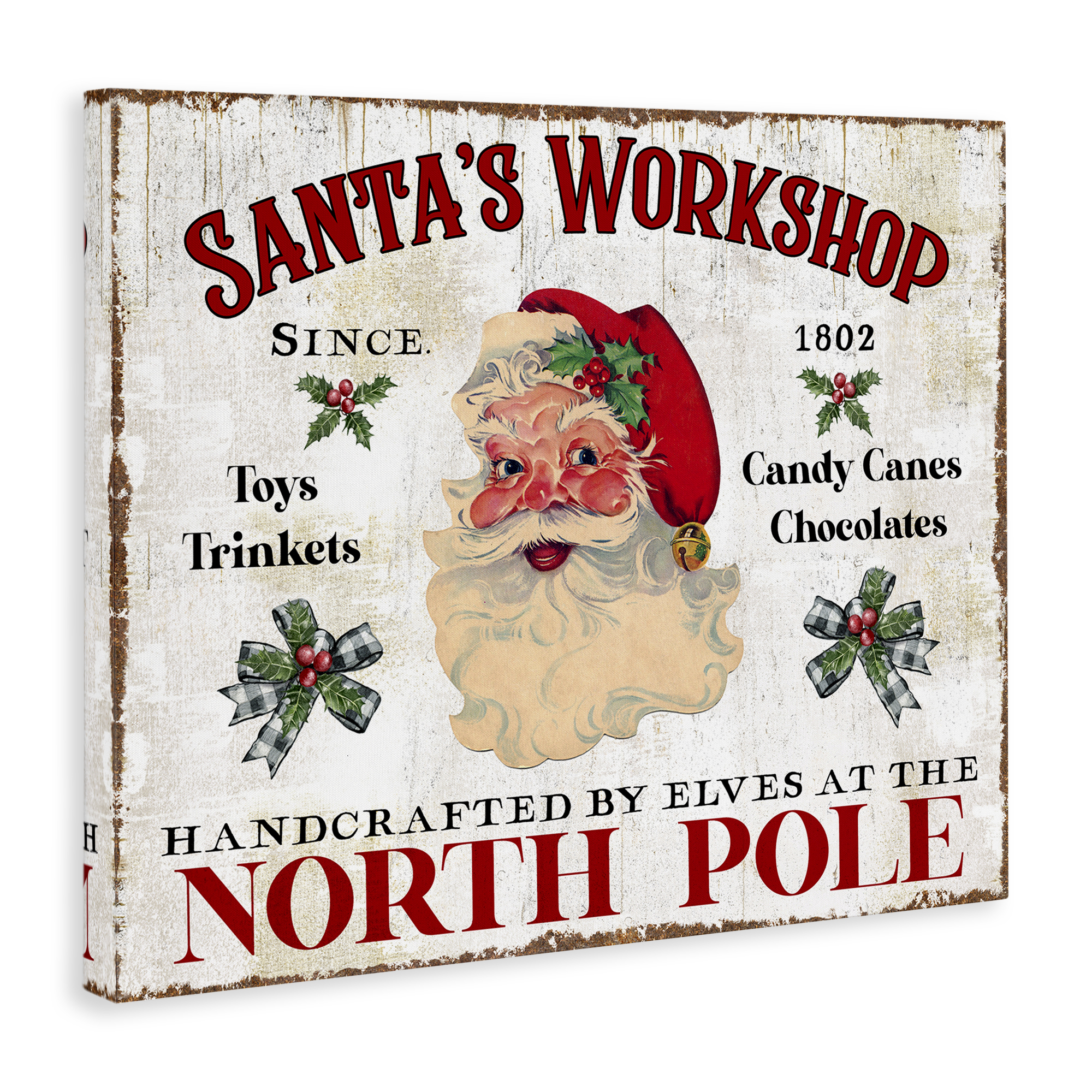 Stupell Industries North Pole Santa's Workshop Holiday Painting Gallery Wrapped Canvas Art Prints Wall Art, 30 x 24
