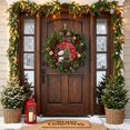 thumbnail image 4 of Welcome Sign for Front Door, Red Christmas Round Metal Wall Art Wreaths, Snowman Hug Xmas Tree Happy Winter Outdoor Indoor Wall Hanging Sign for Porch Decor Housewarming Gifts 7.9 Inch, 4 of 8